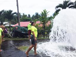 Fire hydrant spewing water