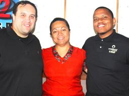 National Weather Service meteorologist, Carol Baqui (middle) with Taylor Pechacek (left) and Ivan R. Gumbs Jr., (right) in this photo on Wednesday. 