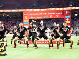 New Zealand All Blacks performing haka in Vancouver