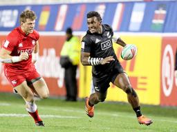 New Zealand’s Akuila Rokolisoa scores against Canada