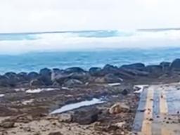 Debris on the newly rehabed Ofu runway