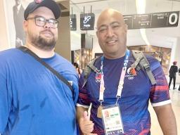 Seumanu Abraham Markowitz and Samoa Paris Olympic Chef de Mission, Tologata Tamaleaoa Leilua