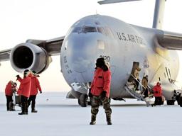 A U.S. Air Force plane on the ground in Antarctica