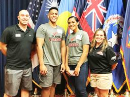 (l-r) SFC Steve Mann, Fotuatua Afioae, Tauaitala Leasiolagi, and MSG Sheri Hoddle. 