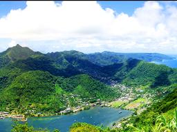 View of harbor and Rainmaker mountain