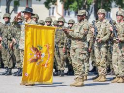 U.S. Army Command Sgt. Maj. Keneti Pa’uulu during ceremony 