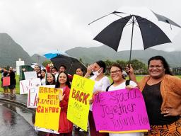 Participants in Friday's protest