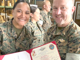 Petty Officer Annemarie Afoa during her recent reenlistment ceremony 