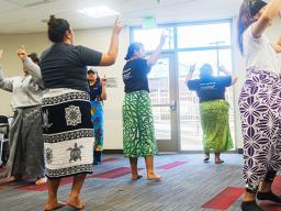Members of the Pacific Islander Student Association practice for the luau that has now been cancelled