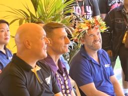 r Luxon, ASB Polyfest Chair Steven Hargreaves, and National MP Greg Fleming