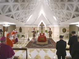 Pope Francis in his open coffin