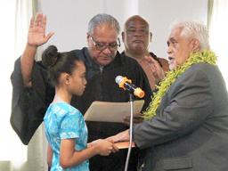 POUMELE BEING SWORN IN