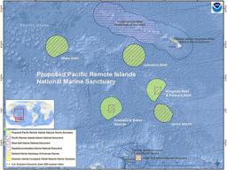 A map of the aproposed PRI National Marine Sanctuary