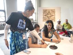 Reggie with students