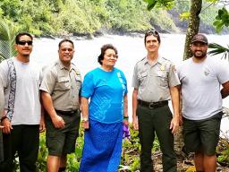 Rep. Amata with Sup. Scott Burch, Ranger Pua Tuaua, Jr. and hardworking maintenance crew