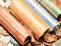 Loose and rolled coins 