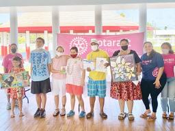 Art Contest winners with their work