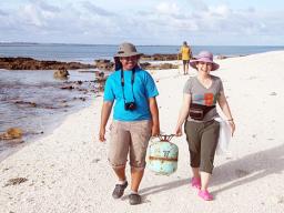 Former ASCC student Aveipepa Fua (left) escorts Laura Fong of the PBS New Hour 