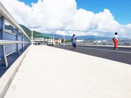 People out exercising on the new Vaisigano bridge