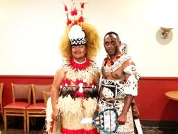 Taupou Mary Leausa Dorleus from Fagali'I and Ma'asina Fagaloa, Upolu Samoa who resides in Hinesville, Georgia, pictured with Ray Robanadakavu from Suva, Fiji.