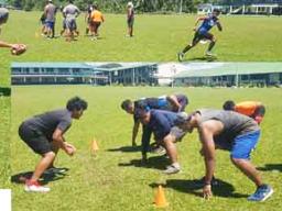 Samoa Gridiron players during a practice session