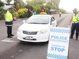 Police check point in Apia during lockdown