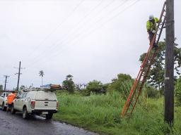 Linesmen repair damage caused