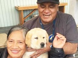 Tasi and Ioana Parker with their dog