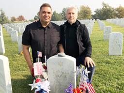 Lennard and Lance at Charles Morse's grave