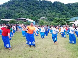 Samoana High School students practice for Flag Day 2019 performance