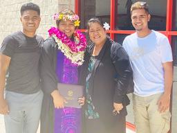 Saoimoana Fagaima with her mother and brothers