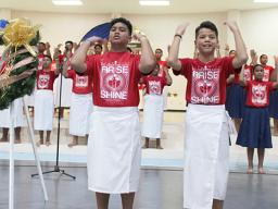 Samoa Baptist Academy students honoring Toa o Samoa