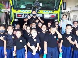 Samoa Baptist Academy students at the PPG fire station
