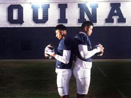 Aquinas High School football players Francisco Mauigoa, 16, (L), and Francis Mauigoa, 14, (R)