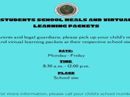 meal and virtural learning information