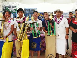 From Left to right: Yasmina Sanchez (1st overall), Samoana High School, Victor Chen (1st Overall), Pacific Horizons, Vincent M. Jagon (2nd Overall) from Faasao Marist High School and Jade Cox, (3rd Overall) Pacific Horizons School.