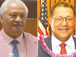 House Speaker Savali Talavou Ale (left) and Senate President Gaoteote Palaie Tofau (rught)