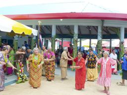 Manu’a island group perform their “taualuega” 
