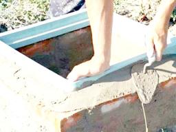 A backyard septic tank