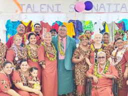 Capstone Assembly of God Church members with completed sewing projects