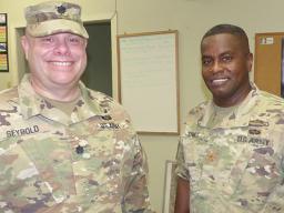 US Army Lt. Col. Clinton C. Seybold (left), Commander of the local US Army Reserve and U.S. Army Maj. Ullisses Taymes (right)