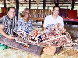 Faapito Lesatele, Faamuli Salu, Tamasailau Lemuelu with their siapo