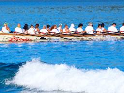 Sinapioa in the 2017 race where it was rowed by the Fagaitua H.S. crew