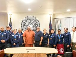 Governor with Pacific Games team