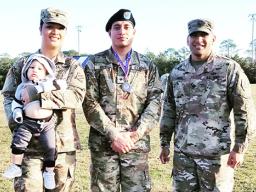 SPC Arrianna Princess Auva'a of Malaeloa with Mr. Kyren Thomsen, SPC  Soapy J. Ifopo of Tafuna, and SSG Joey Taiese of Aunu'u
