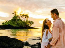 Couple on a beach in Samoa