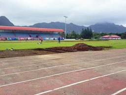 Photo of field conditions at Veterans Memorial Stadium