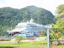 Norwegian Jewel entering the fuel dock at the Port of Pago Pago