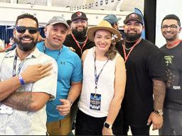 Super Bowl fans at party