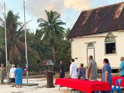 Swains Island flag raising